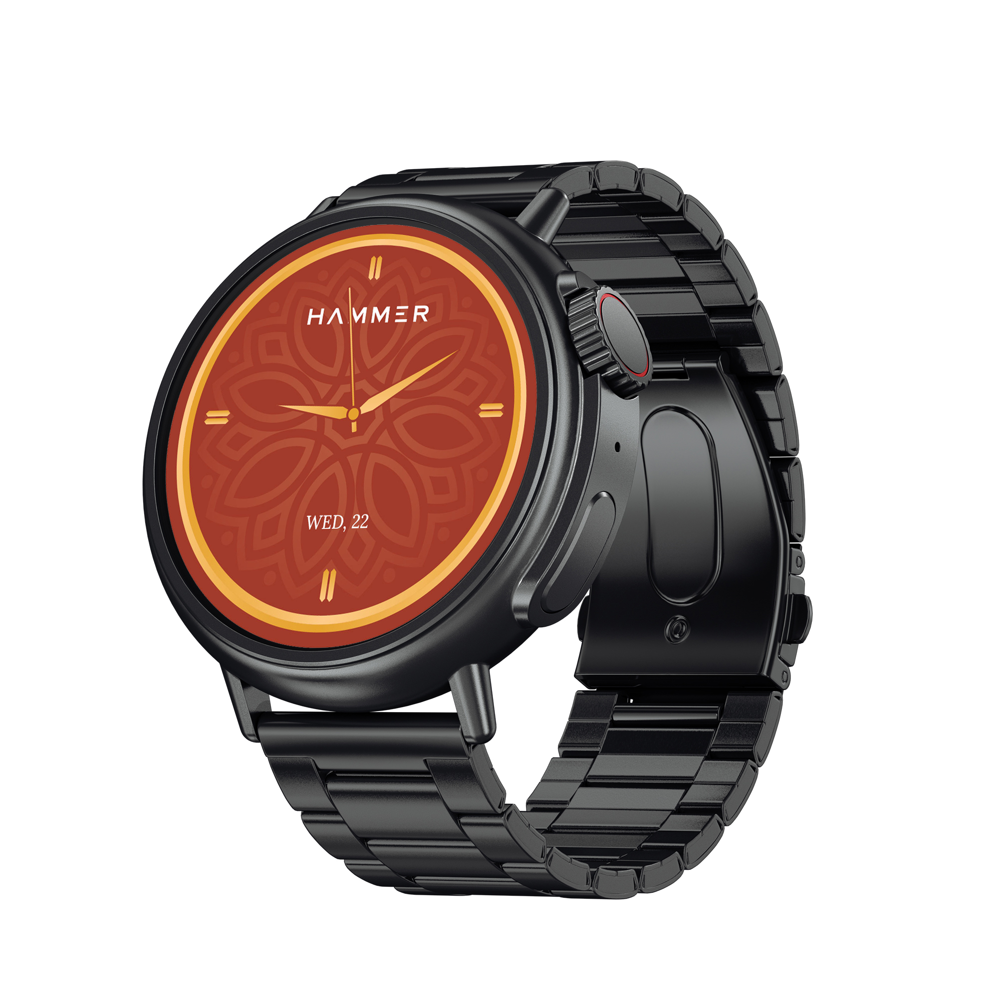 Black dial, metallic chain strap