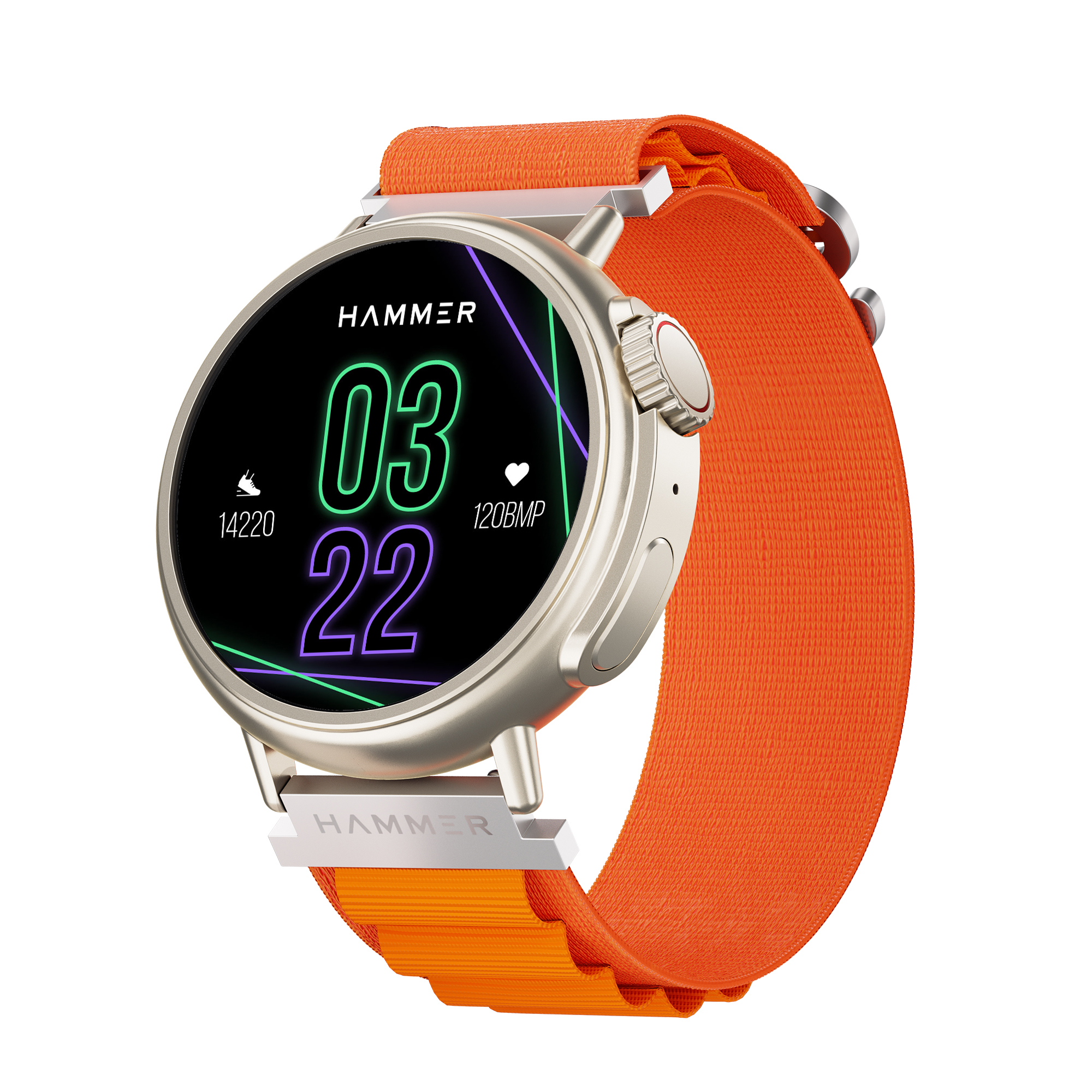 Gold dial, orange fabric strap