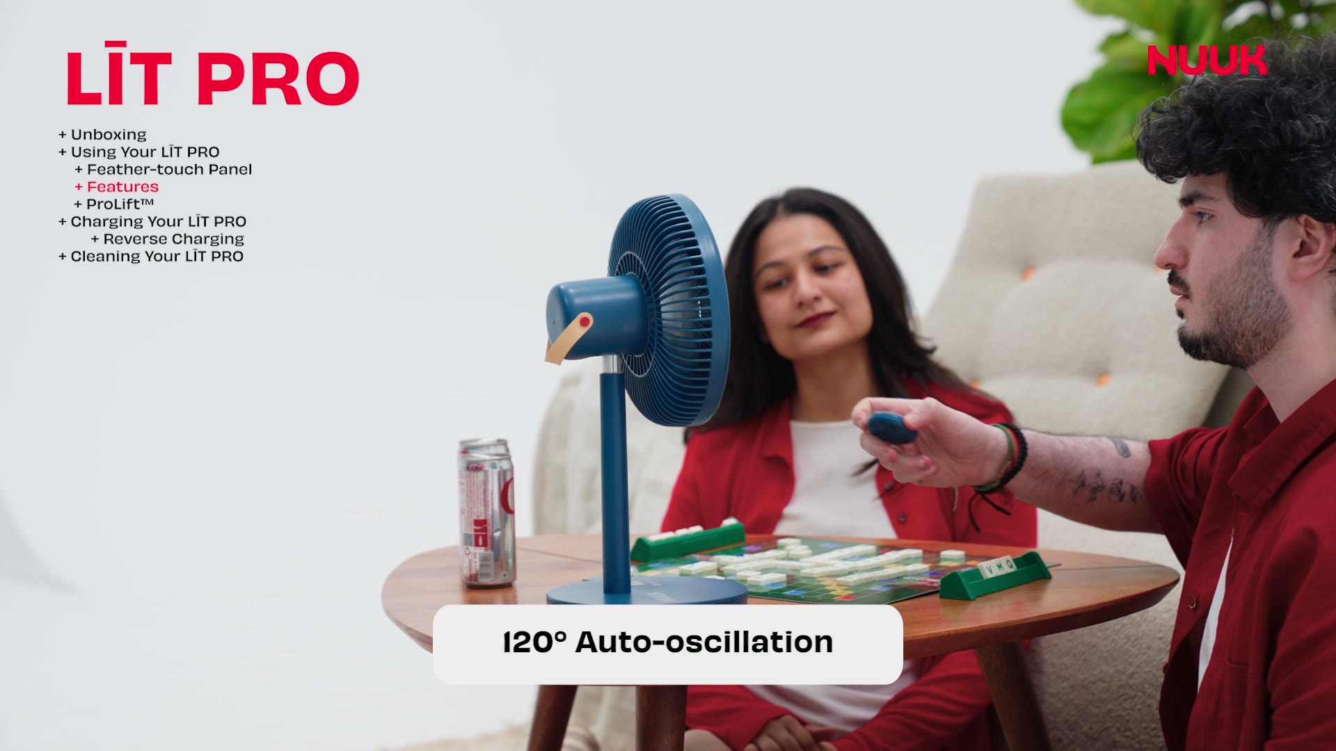 120° auto-oscillation, remote in hand