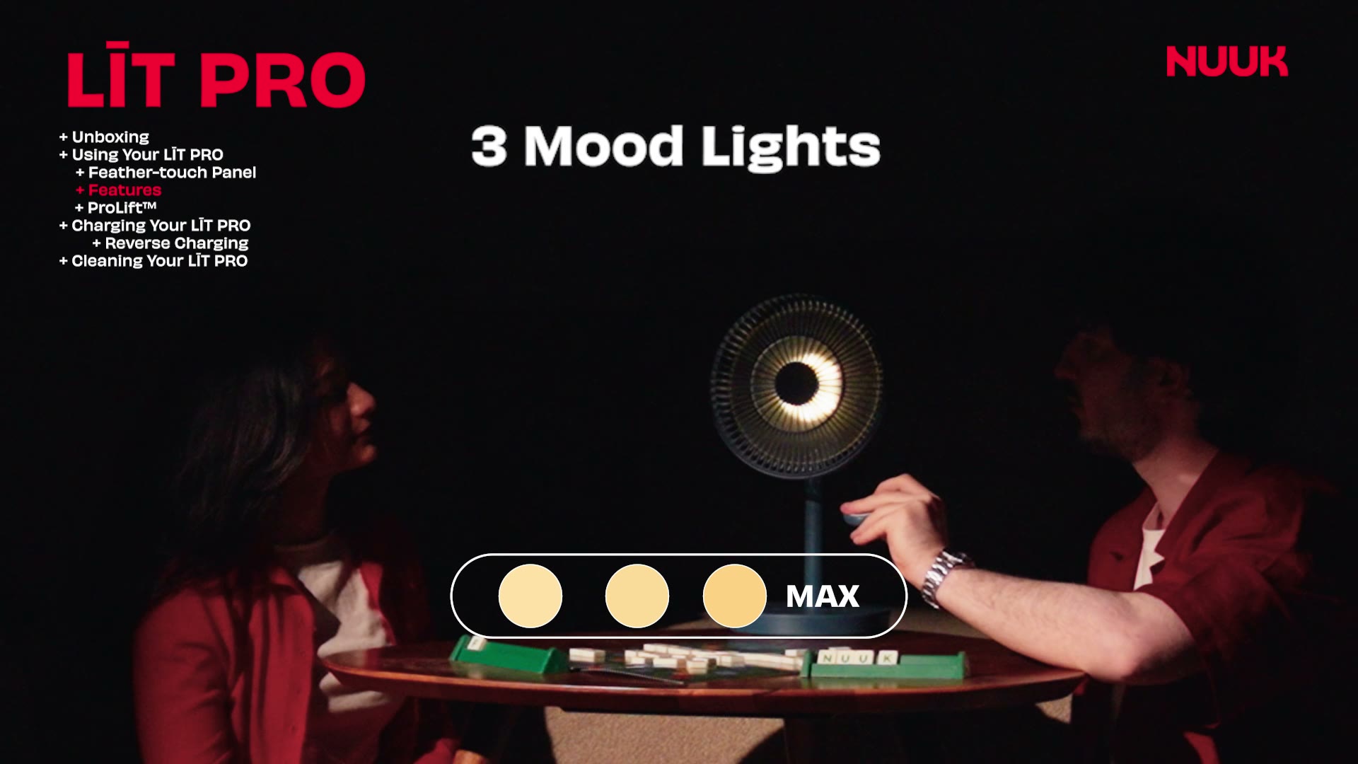 Three built-in mood lights